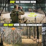 TYRSEN Hunting Blind 360°See Through Ground Blind Full Open Door Deer Blind Camouflage 2-3Person Deer Blind with Silent Sliding Windows, Portable Hunting Tent for Deer Hunting