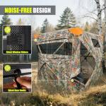 TYRSEN Hunting Blind 360°See Through Ground Blind Full Open Door Deer Blind Camouflage 2-3Person Deer Blind with Silent Sliding Windows, Portable Hunting Tent for Deer Hunting