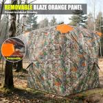 TYRSEN Hunting Blind 360°See Through Ground Blind Full Open Door Deer Blind Camouflage 2-3Person Deer Blind with Silent Sliding Windows, Portable Hunting Tent for Deer Hunting