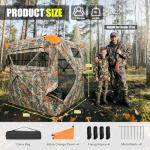 TYRSEN Hunting Blind 360°See Through Ground Blind Full Open Door Deer Blind Camouflage 2-3Person Deer Blind with Silent Sliding Windows, Portable Hunting Tent for Deer Hunting