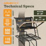 Muddy Nexus XTL 20 Foot Tall Climbing Safety System 2 Person Seat Deer Hunting Ladder Tree Stand with Flip Up Shooting Rail, Black