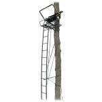 Muddy Nexus XTL 20 Foot Tall Climbing Safety System 2 Person Seat Deer Hunting Ladder Tree Stand with Flip Up Shooting Rail, Black