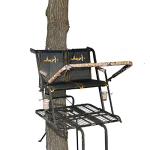 Muddy Nexus XTL 20 Foot Tall Climbing Safety System 2 Person Seat Deer Hunting Ladder Tree Stand with Flip Up Shooting Rail, Black