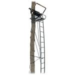 Muddy Nexus XTL 20 Foot Tall Climbing Safety System 2 Person Seat Deer Hunting Ladder Tree Stand with Flip Up Shooting Rail, Black