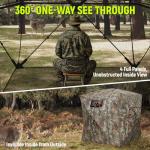Rhino Valley Hunting Blind 360° See Through, 2-3 Person Pop Up Ground Blinds with Carrying Bag, Portable Resilient Hunting Tent with Silent Magnetic Door & Sliding Windows for Deer Turkey Hunting