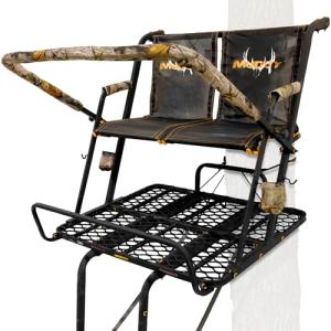 Muddy Partner Ladder Stand - 17' Height Durable Weather-Resistant Outdoor Hunting 2 Person Tree Stand with Extra Large Flex-Tek Seats & 40" W x 33" D Foot Platform, 500 Pound Maximum Capacity