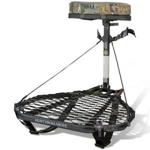 Hawk Mega Combat Hang On Tree Stand, Deer Stand with 24 x 30" Saddle Hunting Platform, Memory Foam Seat, & Safety Harness System