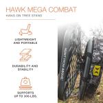 Hawk Mega Combat Hang On Tree Stand, Deer Stand with 24 x 30" Saddle Hunting Platform, Memory Foam Seat, & Safety Harness System