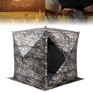 KEMIMOTO Hunting Blind Ground for 2-3 Person See Through Blinds for Deer Hunting 270 Degree Pop Up Portable Camo Tent for Turkey Hunting