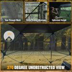 FLISSA Hunting Blind See-Through with Full-Opening Door, 3-4 Person Ground Camouflage Tent, 270 Degree, Portable and Durable 300D Reinforced Blind for Turkey, Deer, and Bear