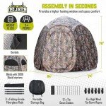 𝟮𝟬𝟮𝟰 𝐔𝐩𝐠𝐫𝐚𝐝𝐞𝐝 See Through Hunting Blind Ground, 3-4 Person Ground Blinds for Deer Hunting, 6-Sided Larger Pop Up Blinds, Camo Tent for Hunting Turkey with Carry Bag 84" x 74" x 78"H