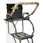 Muddy 20" Tall Tree Stand, Single Steel Ladder with Adjustable Padded Shooting Rail and Flip-back Footrest, for Big Game & Hunting, Black, 1 Pack