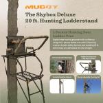 Muddy 20" Tall Tree Stand, Single Steel Ladder with Adjustable Padded Shooting Rail and Flip-back Footrest, for Big Game & Hunting, Black, 1 Pack