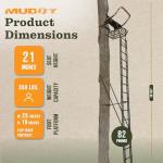 Muddy 20" Tall Tree Stand, Single Steel Ladder with Adjustable Padded Shooting Rail and Flip-back Footrest, for Big Game & Hunting, Black, 1 Pack