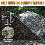 Extra Large Hunting Blind 4 Person with Portable Hunting Chair, 288 Degree See Through Pop up Ground Blinds for Deer Turkey Duck Hunting, Bow Hunting Adjust Windows with Silent Zipper