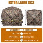 Extra Large Hunting Blind 4 Person with Portable Hunting Chair, 288 Degree See Through Pop up Ground Blinds for Deer Turkey Duck Hunting, Bow Hunting Adjust Windows with Silent Zipper