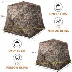 ShedOFF Wide Bottom Hunting Blind 1-3 Person with Portable Hunting Chair, 270 Degree See Through Pop up Ground Blinds for Deer Turkey Duck Hunting, Bow Hunting Adjust Windows with Silent Zipper