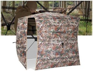 Vibemo Hunting Blind 270° See Through Ground Blind, 2-3 Person Pop-up Portable Deer Blind with Carring Bag,D Shaped and Full Open Door, Camouflage Hunting Tent for Deer & Turkey Hunting