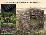 Vibemo Hunting Blind 270° See Through Ground Blind, 2-3 Person Pop-up Portable Deer Blind with Carring Bag，D Shaped and Full Open Door, Camouflage Hunting Tent for Deer & Turkey Hunting