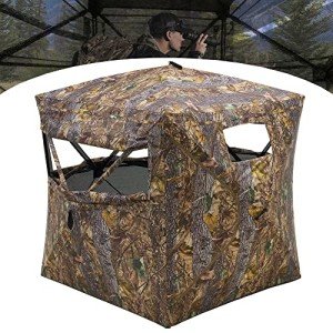 RPNB One-Way 270 Degree See Through Hunting Blind, 2-3 Person Portable Pop-Up Ground Blinds with Carrying Bag, Noise-Free Sturdy Camouflage Hunting Tent for Deer & Turkey Hunting