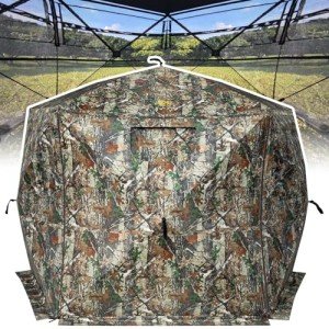 Hunting Blind for 3-4 People, 288 Degree See Through Hunting Ground Blind with Silent Zipper Pop Up Ground Blinds Portable Resilient Hunting Tent for Deer Hunting