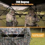 Hunting Blind for 3-4 People, 288 Degree See Through Hunting Ground Blind with Silent Zipper Pop Up Ground Blinds Portable Resilient Hunting Tent for Deer Hunting