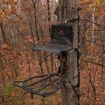 Hawk Kickback LVL Durable Steel Hang-On Adjustable Hunting Game Deer Tree Stand with Oversized Platform and Leg Extension Footrest, Black (2 Pack)