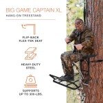 Big Game Captain XC Hang-On Treestand, Lightweight Steel Construction with 14 x 8 in. Flip-Back Flex-Tek Seat, 300 lbs Weight Rating,