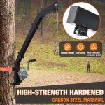 Tree Mounted Deer Hoist Stand for Hunting, 500LBS Capacity Deer Stand with Manual Winch, 23FT Steel Cable Heavy Duty Deer Hanger for Skinning, Field Dressing, Included Ratchet Strap Lock On Tree Stand