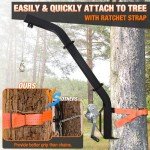 Tree Mounted Deer Hoist Stand for Hunting, 500LBS Capacity Deer Stand with Manual Winch, 23FT Steel Cable Heavy Duty Deer Hanger for Skinning, Field Dressing, Included Ratchet Strap Lock On Tree Stand