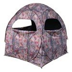 HME Spring Steel Unisex Portable 2 Person Pop Up Jm Camo Bow Shooting Deer Hunting Hub Ground Blind with Full-Width Windows & Silent Zippers