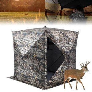 KEMIMOTO Hunting Blind Ground for 2-3 Person See Through Blinds for Deer Hunting 270 Degree Pop Up Portable Camo Tent for Turkey Hunting