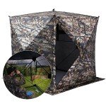 KEMIMOTO Hunting Blind Ground for 2-3 Person See Through Blinds for Deer Hunting 270 Degree Pop Up Portable Camo Tent for Turkey Hunting