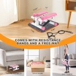Mini Stair Stepper with Resistance Bands - Pink