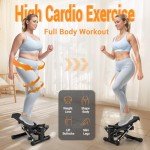 Adjustable Resistance Stepper with Bands for Home