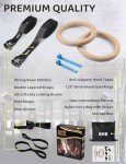 Wooden Gymnastic Rings with Adjustable Straps