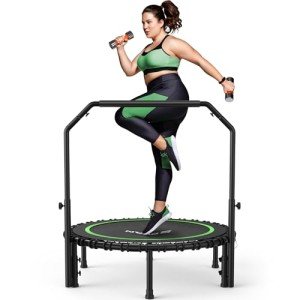 Foldable Mini Trampoline with Adjustable Handle, 450/550 lbs