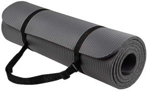 Extra Thick Anti-Tear Yoga Mat with Strap - Gray