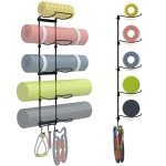 Wall-Mounted Yoga Mat and Accessory Organizer