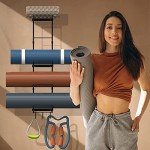 Wall-Mounted Yoga Mat and Accessory Organizer