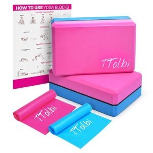 Yoga Blocks Set with Resistance Bands & Guide