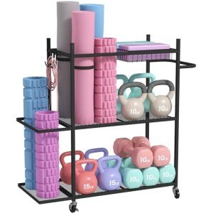Yoga Mat and Equipment Storage Rack Organizer