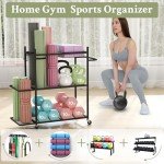 Yoga Mat and Equipment Storage Rack Organizer