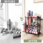 Yoga Mat and Equipment Storage Rack Organizer