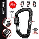 Heavy Duty Locking Carabiner Clips - 2 Pack