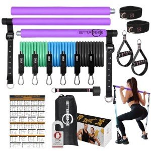 Adjustable Pilates Bar Kit with Resistance Bands