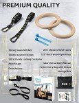 Wooden Gymnastic Rings with Adjustable Straps