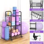 Home Gym Storage Rack for Yoga Mats and Weights