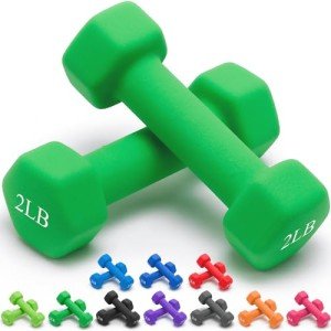 Colorful Neoprene Dumbbell Set, 1-15 LB, Hex Shape