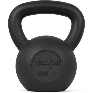 Yes4All 50 lb Cast Iron Kettlebell for Workouts